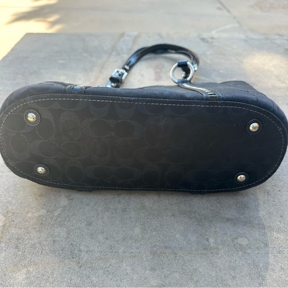 Coach Black Lurex Jacquard Signature C Studded Tote Shoulder Handbag F12853 READ - Picture 6 of 11